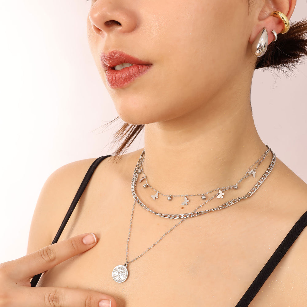 Collar Multimariposa Glam plateado