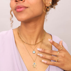 Collar Mano de Hamsa Azul