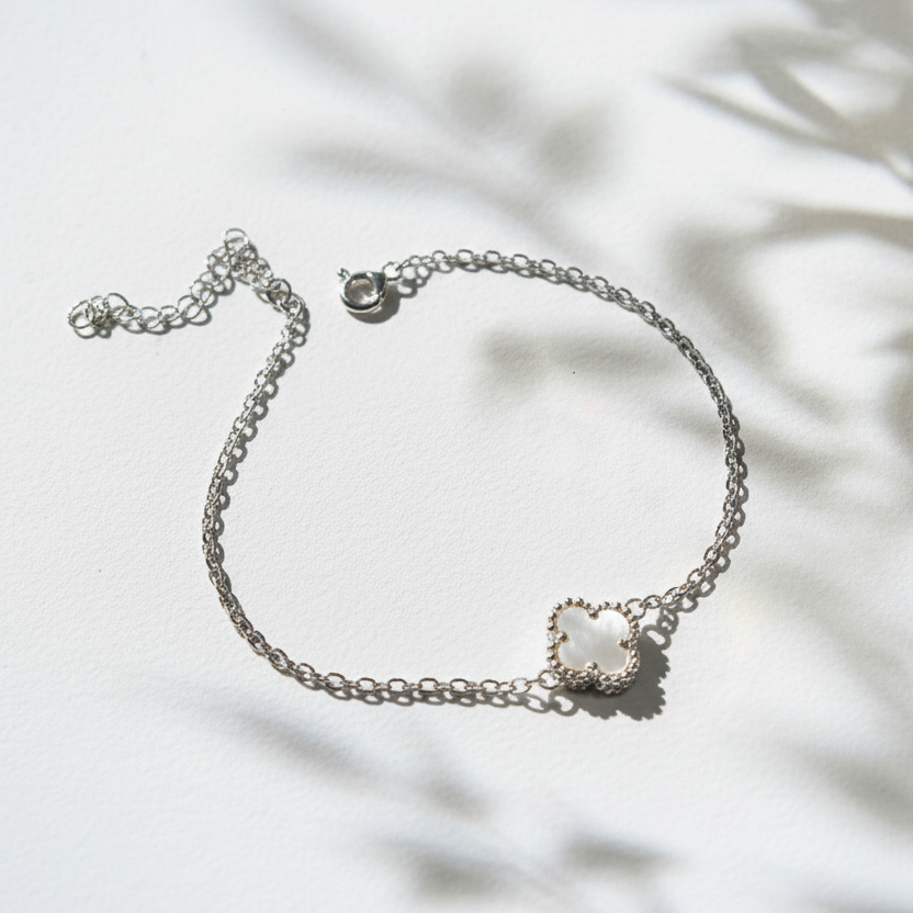Pulsera Clover Nácar - Colección Silver