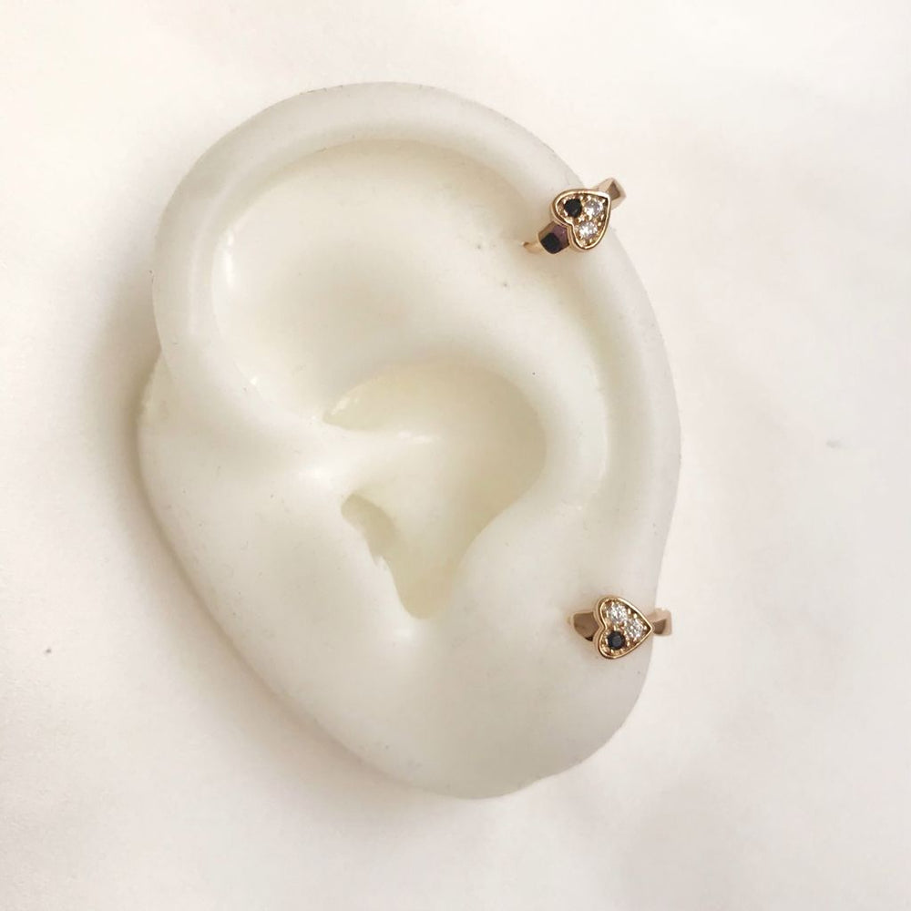 Mini Hoops Black Heart
