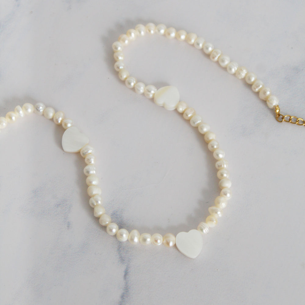 Collar Perlas y Corazones