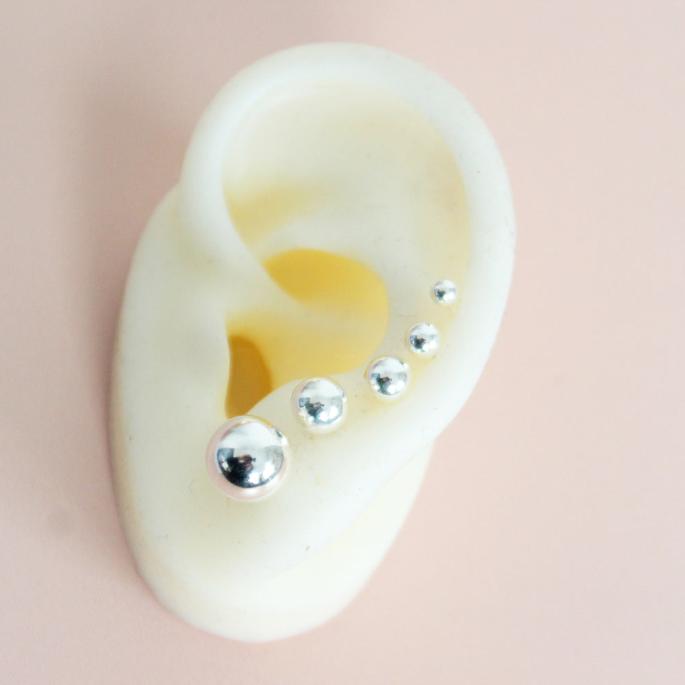 Aretes Bolitas Minimalistas - Colección Silver
